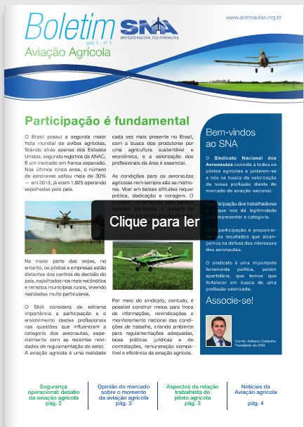 Sindicato Nacional dos Aeronautas divulga Boletim Especial sobre Aviação Agrícola